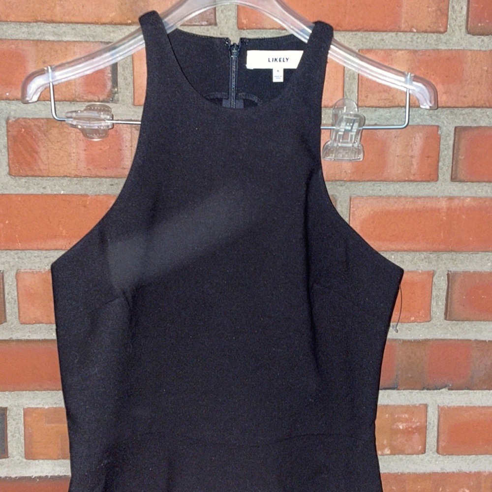 Likely black dress high neck swing style size 4US stretch sculpting drsss - Picture 2 of 9